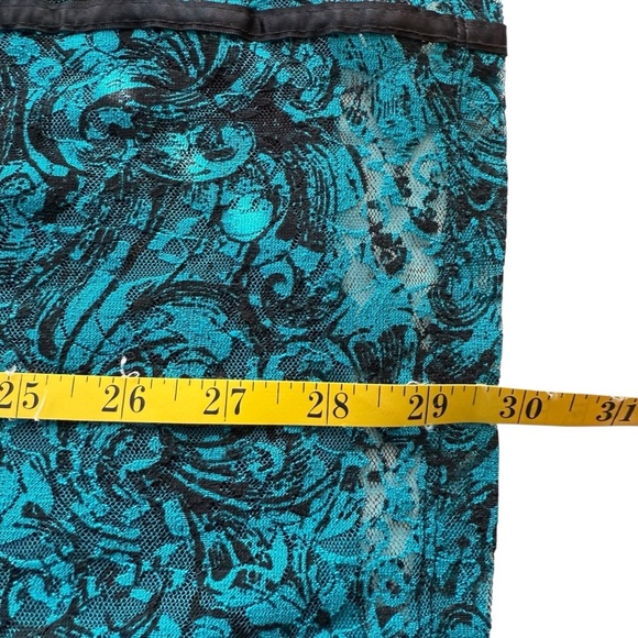 Lane Bryant Y2K Black Teal Lace Cap Sleeve Blouse 22/24 Whimsigoth Fairy Goth - Picture 9 of 10